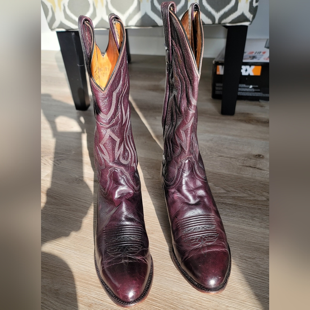 Lucchese 2000 T3095R4 Cowboy Boots  SZ 11 D Black Cherry Made In USA